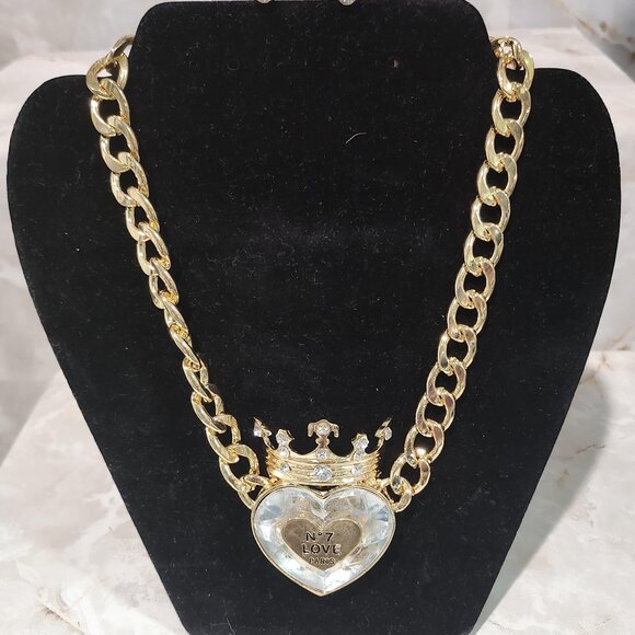Gold Crowned Heart Necklace Set - Picture 2 of 2